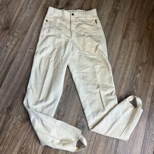 Bogner Pants Women's 10 L Cream Corduroy Ski Stirrup High Rise Skinny Sportswear